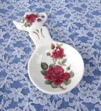 Royal Patrician Tea Bag Caddy Tea Scoop Burgundy Rose 2002 English Bone China