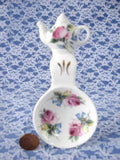 Royal Patrician Tea Bag Caddy Tea Scoop Roses Bluebells Teapot Finial