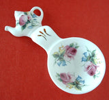 Royal Patrician Tea Bag Caddy Tea Scoop Roses Bluebells Teapot Finial