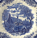 Plate Blue Transferware Queen's Brook Ironstone English Cottage Landscape