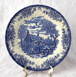 Plate Blue Transferware Queen's Brook Ironstone English Cottage Landscape