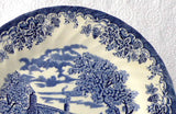 Plate Blue Transferware Queen's Brook Ironstone English Cottage Landscape