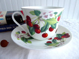 Cherry Breakfast Size Cup And Saucer Roy Kirkham Bone China Red Cherries Large