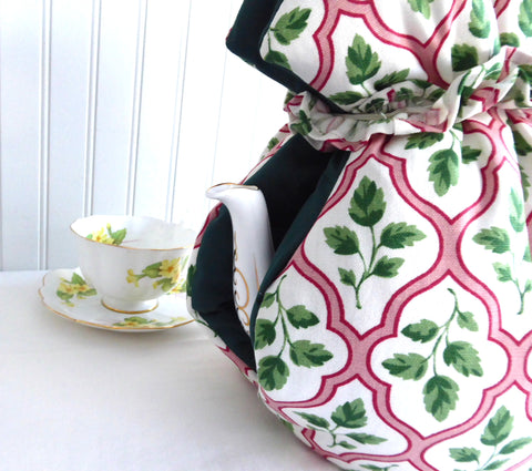Huge Tea Cozy Padded Muff Style Cosy Orchid Stitchery Canada Pink Green