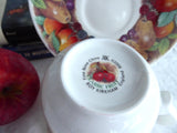 Classic Fruit Design Breakfast Size Cup And Saucer Roy Kirkham Bone China Apples Grapes