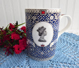 Sadler Mug Queen Elizabeth 80th Birthday 2006 Boxed Blue White Platinum