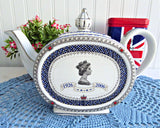 Sadler Teapot Queen Elizabeth 80th Birthday 2006 Boxed Blue White Platinum