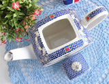 Sadler Teapot Queen Elizabeth 80th Birthday 2006 Boxed Blue White Platinum