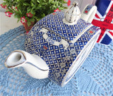 Sadler Teapot Queen Elizabeth 80th Birthday 2006 Boxed Blue White Platinum