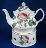 Teapot And Stand Roy Kirkham Redoute Roses Large 6 Cup English Bone China
