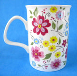 English Bouquet Chintz Mug Roy Kirkham Pink Blue Yellow English Bone China