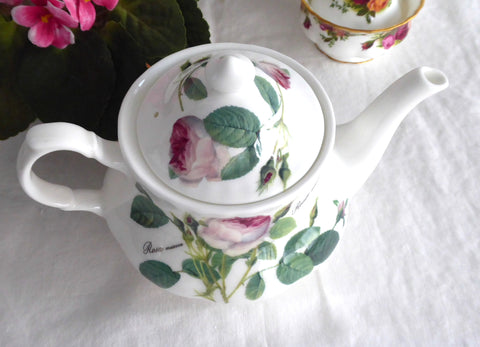 Pink Redoute Rose Teapot Roy Kirkham Botanical Names 6 Cups 40