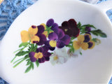 Tea Bag Caddy Pansies Teapot Shape England Bone China Violas Violets 2006