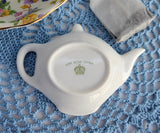 Tea Bag Caddy Pansies Teapot Shape England Bone China Violas Violets 2006