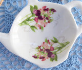 Teapot Shape Tea Bag Caddy Sweet Peas 2006 English Bone China