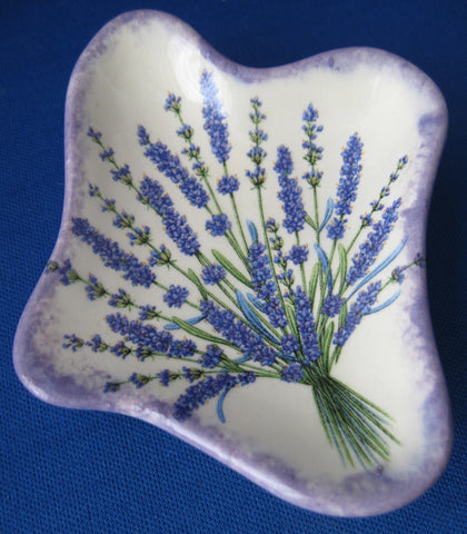 Lavender Tea Bag Caddy Ceramic Purple Border Handmade Local Artisan