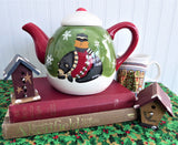 Debbie Mumm Christmas Winter Folk Art Teapot Bear Racoon Large Holiday Winter