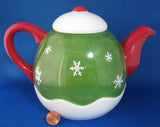 Debbie Mumm Christmas Winter Folk Art Teapot Bear Racoon Large Holiday Winter