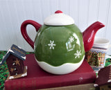 Debbie Mumm Christmas Winter Folk Art Teapot Bear Racoon Large Holiday Winter