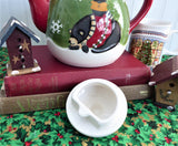 Debbie Mumm Christmas Winter Folk Art Teapot Bear Racoon Large Holiday Winter