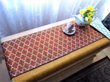 Fall Metallic Tapestry Table Runner Orange Gold Brown Moorish Tile 72 Inches Buffet