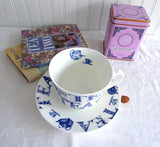 English Tea Breakfast Cup And Saucer Blue And White Roy Kirkham Teapots Chintz Bone China