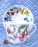 Botanical Breakfast Size Cup And Saucer Roy Kirkham Flowers And Names Bone China