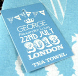 Tea Towel Birth Of Prince George To William Kate Blue And White 2013