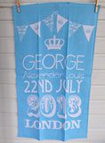 Tea Towel Birth Of Prince George To William Kate Blue And White 2013