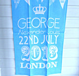 Tea Towel Birth Of Prince George To William Kate Blue And White 2013