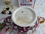 Sadler Teapot Holiday Chintz England Christmas 1995 Red Christmas Roses Holly