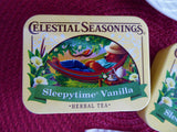 Pair Tea Tins Sleepytime Vanilla Travel Tins 2014 Bear Yellow Celestial Seasonings