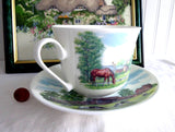 English Country Scenes Breakfast Size Cup And Saucer Roy Kirkham Bone China