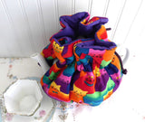 Colorful Cats Tea Cozy Padded Purple Cord And Purple lining USA Handmade