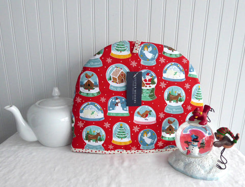 Christmas Snow Globes Tea Cozy Padded Tea Cosy Ulster Large Polka Dot Lining