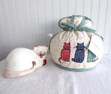Cat Walk Tea Cozy Padded Muff Style Cosy Ulster Large Multicolor Kitty Cats