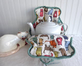 Cat Walk Tea Cozy Padded Muff Style Cosy Ulster Large Multicolor Kitty Cats
