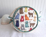 Cat Walk Tea Cozy Padded Muff Style Cosy Ulster Large Multicolor Kitty Cats
