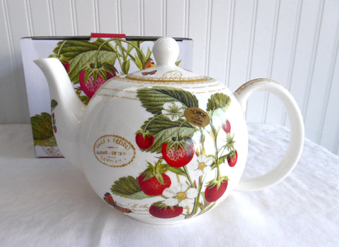 Strawberry Fayre Teapot English Leonardo 4-6 Cups New 40 Ounces Gift Box