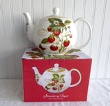 Strawberry Fayre Teapot English Leonardo 4-6 Cups New 40 Ounces Gift Box