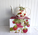 Strawberry Fayre Teapot English Leonardo 4-6 Cups New 40 Ounces Gift Box