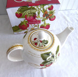 Strawberry Fayre Teapot English Leonardo 4-6 Cups New 40 Ounces Gift Box