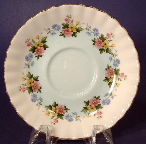Saucer Only Royal Albert Floral England Bone China Robins Egg Band Flower Garland 1930s - Antiques And Teacups - 1
