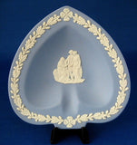 Teabag Caddy Wedgwood Blue Jasperware Pin Dish Blue Spade Coriolanus 1980s - Antiques And Teacups - 1