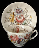 Cup And Saucer Johnson Brothers Sheraton Floral Polychrome 1920s - Antiques And Teacups - 2