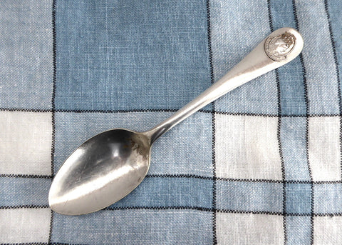 Coronation Spoon Queen Elizabeth 1953 Silver Plate USA Profile Finial - Antiques And Teacups - 1