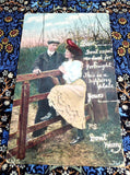 Romance Postcards Set Of 4 Real Photos Captions Gold Metallic Accents Edwardian Era