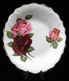 Bowl Candy Dish Pink Burgundy Roses Oval Dish Jam Candy 1950s Windsor England