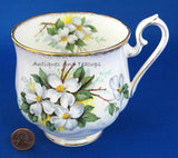 Mug Royal Albert White Dogwood Vintage Bone China 1960s Brushed Gold Trim - Antiques And Teacups - 1