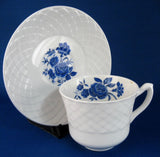 Cup And Saucer Blue Rose Wedgwood Ironstone 1950s Blue And White Tea Cup - Antiques And Teacups - 1